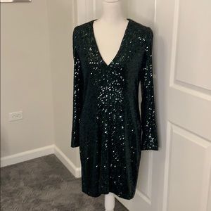 Express Pull on Dress, Forest green sequence